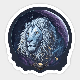 White Lion at Night Time Sticker